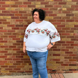 Plus Floral Embroidered Knit Top