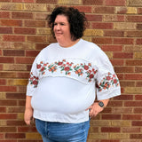Plus Floral Embroidered Knit Top