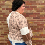 Plus Floral Cable Knit Patchwork Top