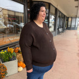 Plus Round Neck Button Down Cardigan