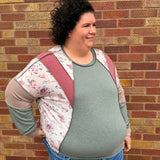 Plus Mixed Floral Patchwork Pullover Top