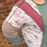 Plus Mixed Floral Patchwork Pullover Top