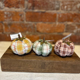 Plaid Pumpkin w/ Wood Stem