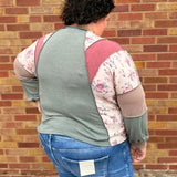 Plus Mixed Floral Patchwork Pullover Top