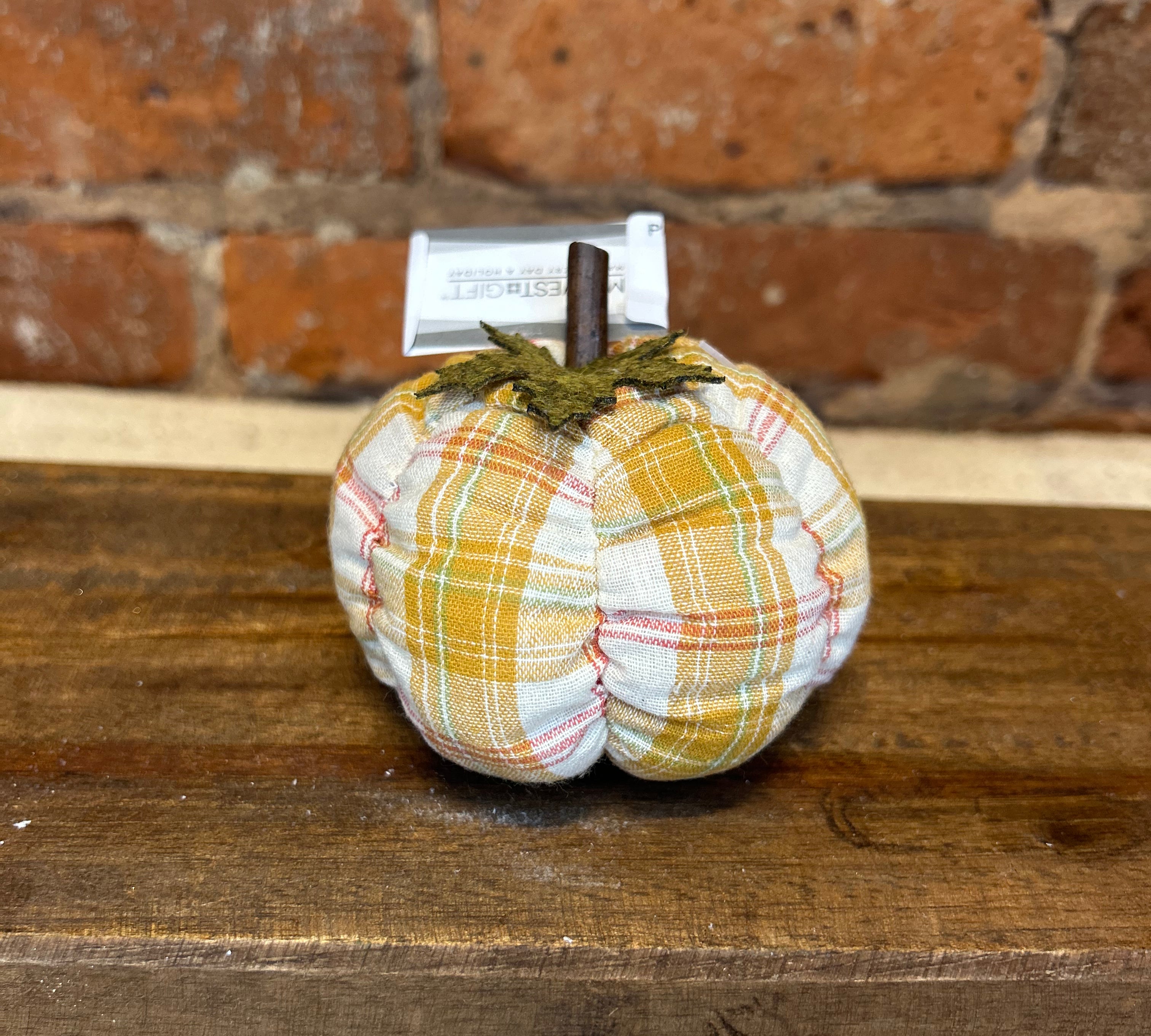 Plaid Pumpkin w/ Wood Stem