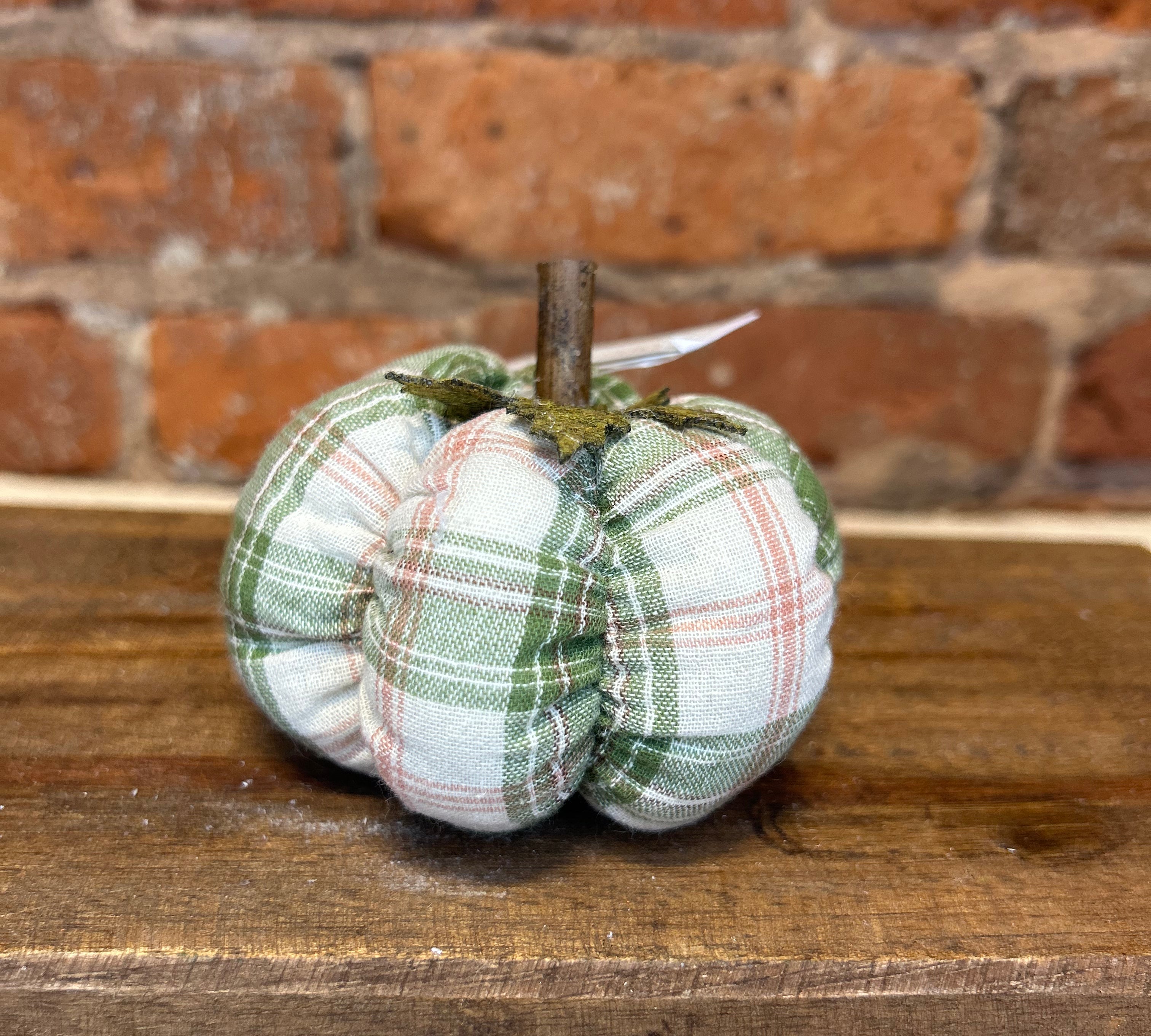 Plaid Pumpkin w/ Wood Stem
