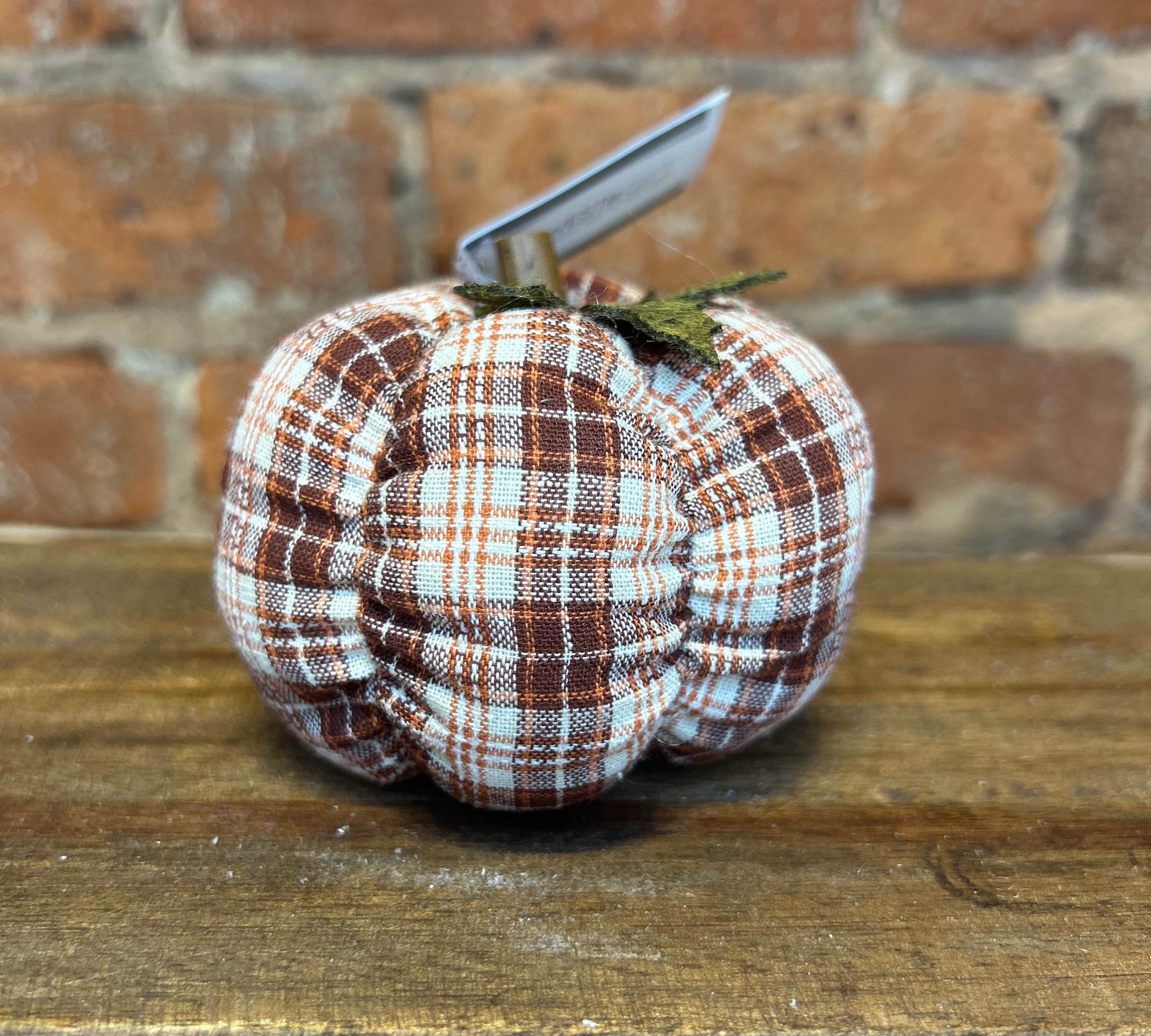 Plaid Pumpkin w/ Wood Stem