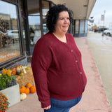 Plus Round Neck Button Down Cardigan