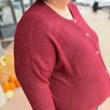 Plus Round Neck Button Down Cardigan