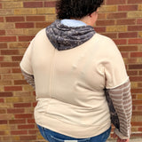 Plus Oversized Stripe Floral Colorblock Hoodie