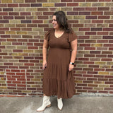 Plus Flutter Sleeve Midi Dress