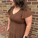 Plus Flutter Sleeve Midi Dress