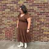 Plus Flutter Sleeve Midi Dress