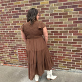 Plus Flutter Sleeve Midi Dress