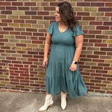 Plus Flutter Sleeve Midi Dress