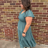 Plus Flutter Sleeve Midi Dress