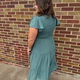 Plus Flutter Sleeve Midi Dress