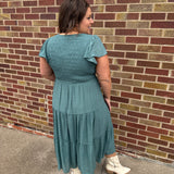 Plus Flutter Sleeve Midi Dress