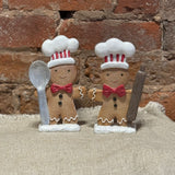 Brown/Red/White Resin Gingerbread Baker Men 7”