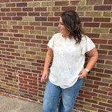 Plus Ruffled Sleeve Henley Top