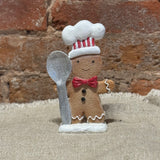 Brown/Red/White Resin Gingerbread Baker Men 7”