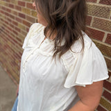 Plus Ruffled Sleeve Henley Top