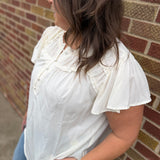 Plus Ruffled Sleeve Henley Top