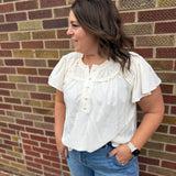 Plus Ruffled Sleeve Henley Top