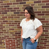 Plus Ruffled Sleeve Henley Top