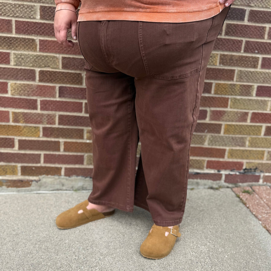 Plus Judy Blue Crop Brown Jeans