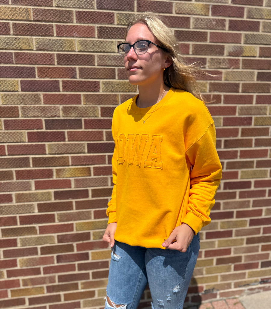 Black/Gold Iowa Applique Sweatshirt