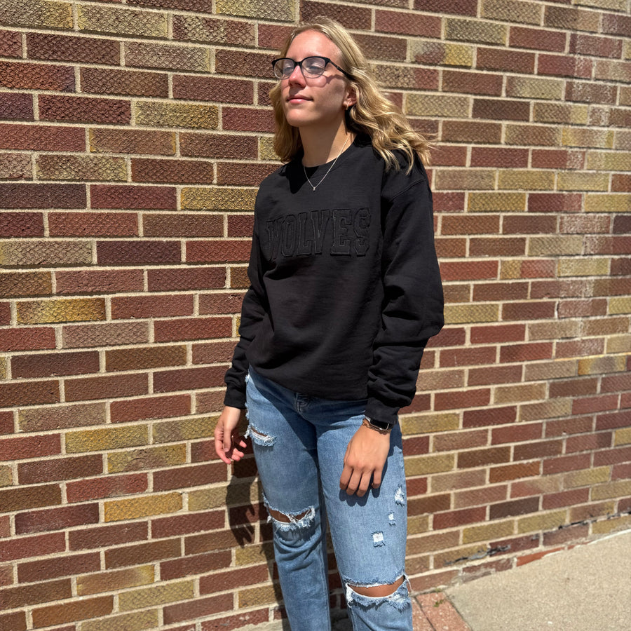 Black Wolves Applique Sweatshirt