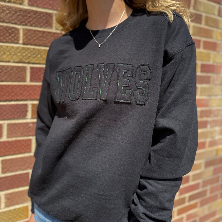 Black Wolves Applique Sweatshirt
