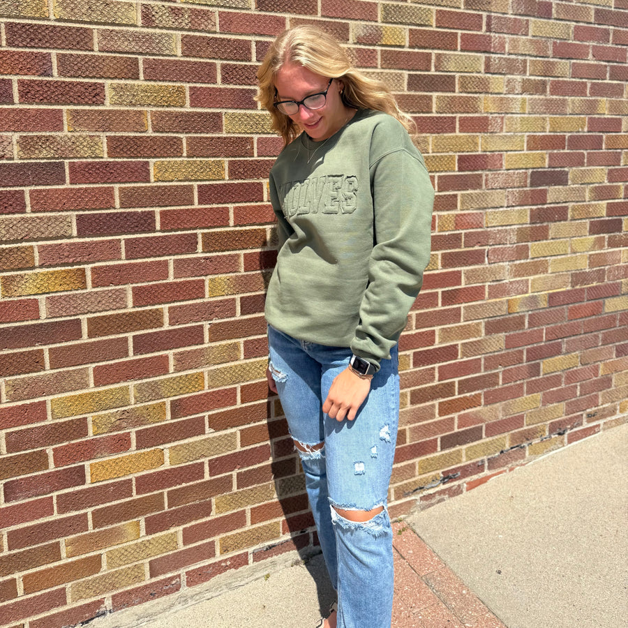 Green Applique Wolves Sweatshirt
