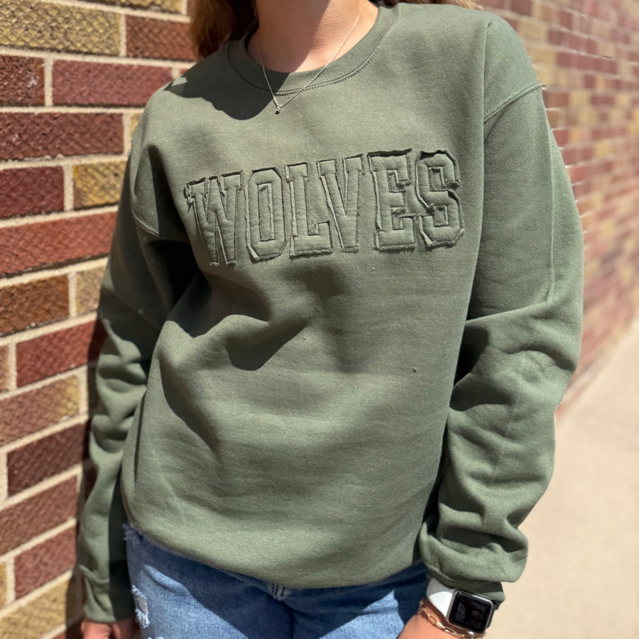 Green Applique Wolves Sweatshirt
