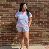 Blue/Pink Drawstring Knit Short