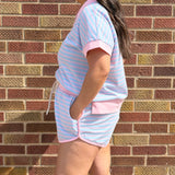 Blue/Pink Drawstring Knit Short