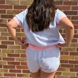 Blue/Pink Drawstring Knit Short