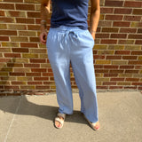 Stripe Lace Trim Wide Leg Pants