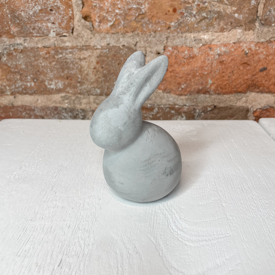 Painted Cement Rabbit w/ Silver Tail