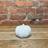 White Ceramic Cutout LED Pumpkin 3.5”