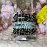 Crystal Side Cross 5 Stacked Stretch Bracelet