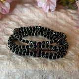Crystal Side Cross 5 Stacked Stretch Bracelet