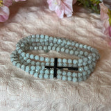Crystal Side Cross 5 Stacked Stretch Bracelet