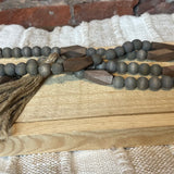 Geometric Paulownia Wood Bead Garland w/ Jute Tassel 72”