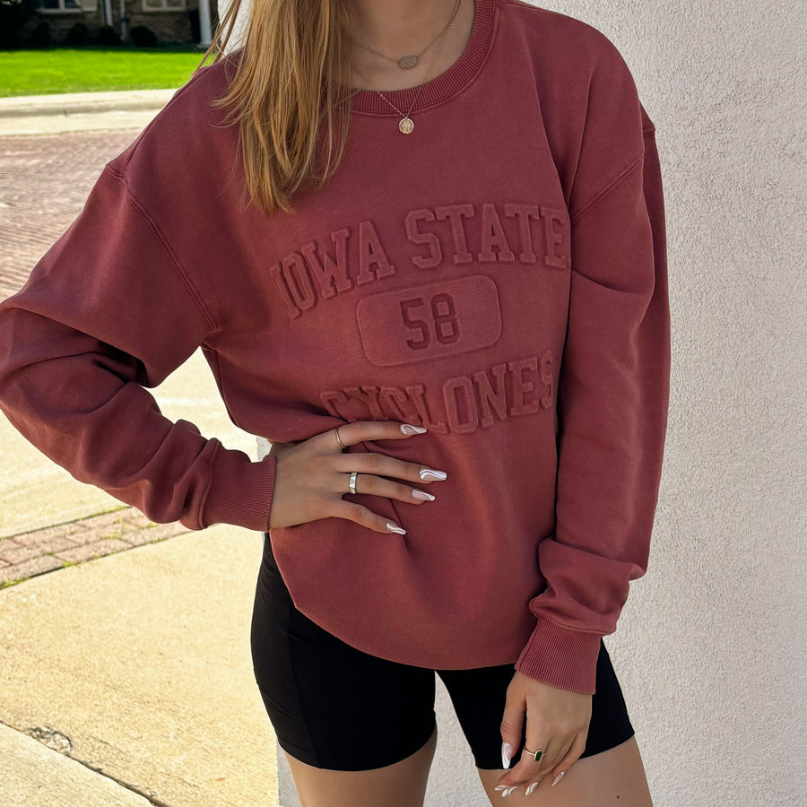 ISU Vintage Embossed Crewneck