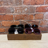 Hexagon Frame Large Lenses Sunglasses w/ Green Stems