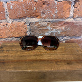 Hexagon Frame Large Lenses Sunglasses w/ Green Stems