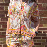 Tropical Print Boxy Camp Top