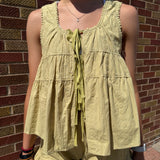 Embroidered Tiered Baby Doll Top w/Tie